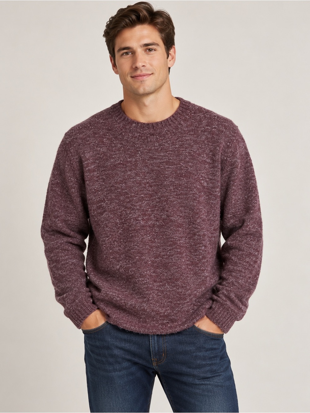 American Eagle Men’s XL Burgundy Marled Knit Crewneck Sweater NWT XL